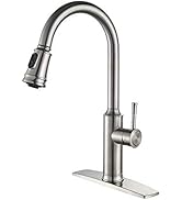 thumbnail image 2 of PHANCIR Kitchen Faucet With Pull Down Sprayer, High Arc Single Handle Kitchen Sink Faucets With Pause Button Premium Brushed Nickel With Deck Plate Suit To 1 Or 3 Holes 2 of 10