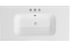 FINDEPOT 30" Ceramic Bathroom Vanity Sink Top, Modern White Vanity Top for cabinet with Triple Faucet Holes