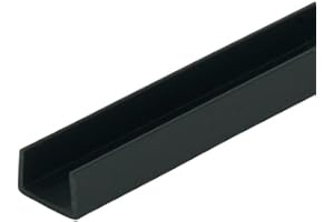 Outwater Plastics Black 3/8'' Styrene Plastic U-Channel/C-Channel 46 Inch Lengths (Pack of 3)