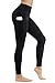 HKJIEVSHOP High Waist Yoga Pants, Pocket Yoga Pants Tummy Control Workout Pants 4 Way Stretch Pocket Leggings Blackthumb 1