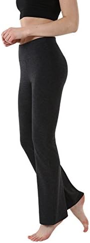 THEOUTOF Women’s Power Yoga Pants - Mid Bootleg Long WBL8517 Heather Charcoal X-Large - Control Shapewear with Streamlined Design Leggings Dance Studio School