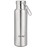 LifeSky Stainless Steel Sports Water Bottle - Double Walled Vacuum Insulated, Wide Mouth, BPA Free, 20oz (600ml)