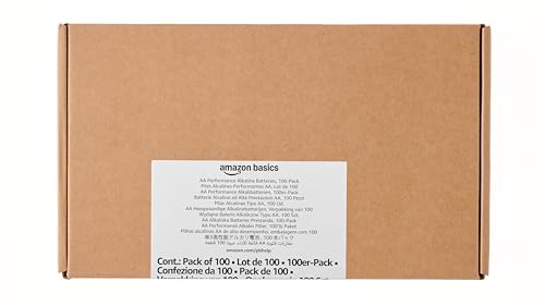 AMAZON BASICS 100-PACK AA ALKALINE BATTERIES, 1.5 VOLT, 10-YEAR SHELF LIFE, RELIABLE