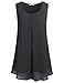Cestyle Chiffon Tops for Juniors, Womens Sleevelss Flowy Crepe Cool Soft Button Crew Neck Pleated Drape Blouse Tank Top Shirt Black XL