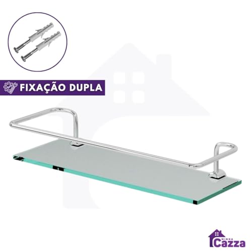 MINHACAZZA Kit 2 Prateleiras para Banheiro, Vidro Temperado 6mm, 30 x 10 cm, Incolor