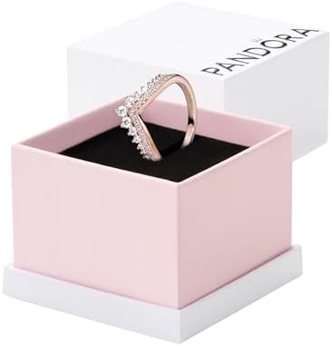 Amazon.com: Pandora Sparkling Wishbone Ring - Stackable Rose Gold