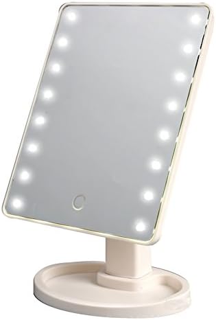 Thosdt 16 LED Smart Touch Screen Portable Tabletop Lighted Cosmetic Vanity Makeup Mirror(White)