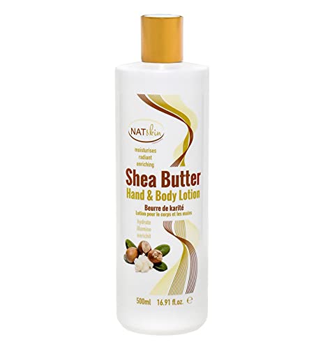 NATSKIN Shea Butter Hand and Body Lotion 500ml, Nourishing Moisturising Replenishing Butter for Body & Face, Soothes, Softens & Boosts Skin's Moisture & Radiance, Hydrating Dry Skin, Cruelty-Free