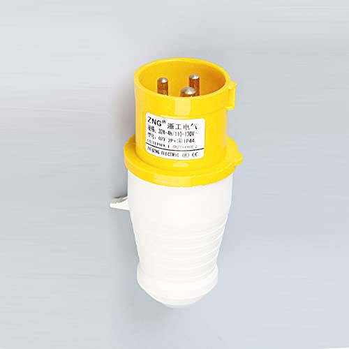 Vogueing Tool IP44 3Pin Industrial Plug & Sockets Yellow & White Industrial Site Plug Surface Mounted Wall Socket(16A 110V Plug)
