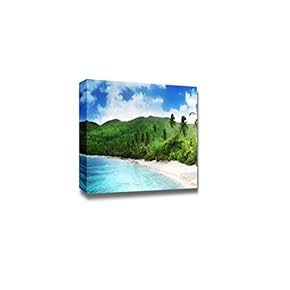 Canvas Prints Wall Art - Beautiful Seascape Beach in Sunset Time on Mahe Island, Seychelles | Modern Home Deoration/Wall Art Giclee Printing Wrapped Canvas Art Ready to Hang - 12" x 18"