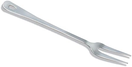 Silver Stainless Steel Meat Carving Fork, Kitchen Gadget Tool, Barbecue Fork, Chef's Cooking Utensil, Equipment, Long Handle, Double Prong.