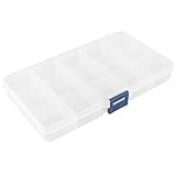 uxcell Clear White Plastic 15 Slots Electronic Components Storage Case Box Organizer