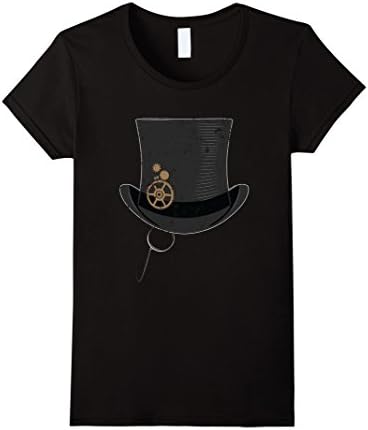 Women's Steampunk Hat Steampunk Glasses Shirt With Cogwheels Small Black
