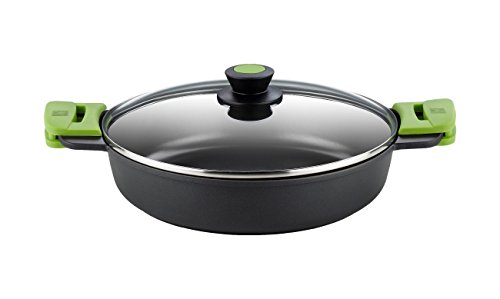 Prior | Faitout Bas 28 cm , Fonte D'Aluminium, avec Antiadhésif Innovations sans PFOA, avec Couvercle en Verre et Anses en Silicone Démontables, Tous Feux Dont Induction
