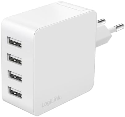 PA0336W - Adaptador USB de Carga/Toma de Corriente, 4 Puertos USB-A, 24 W, con 5 Tomas de protección