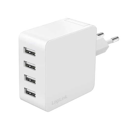 PA0336W - Adaptador USB de Carga/Toma de Corriente, 4 Puertos USB-A, 24 W, con 5 Tomas de protección