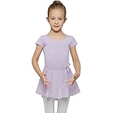 MdnMd Girls' Skirted Short Sleeve Leotard