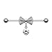 FreshTrends Mesh Bow Sparkle Dangle Stainless Steel Industrial Barbell