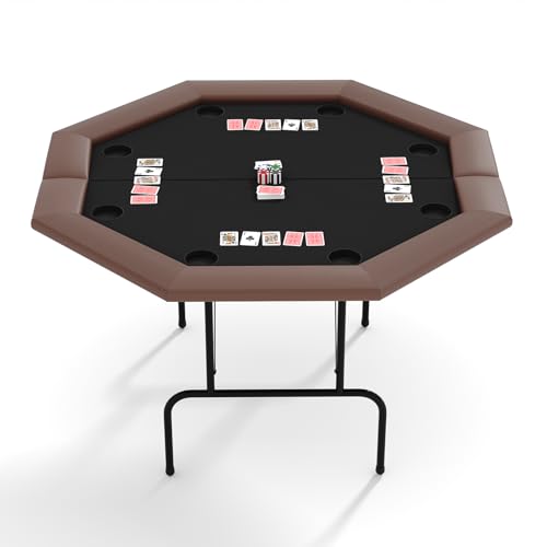 8-Player Poker Table | Octagon Foldable Card Table with Locking Collapsible Leg…