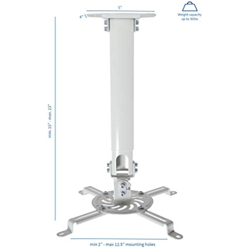 Universal Extending Projector Mounts White Ceiling Height Adjustable