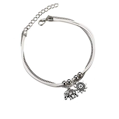 Yalice Boho Elephant Anklets Silver Sunflower Ankle Bracelet Beach Foot Chain for Women and Girls
