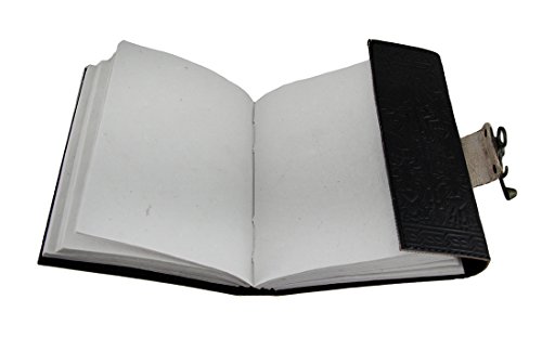 Leather Art Sketchbooks And Notebooks Pentagram Embossed Black Leather Bound Journal 5X7 In. 7 X 5 X 1 Inches Black