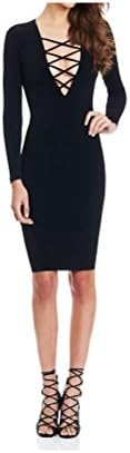 Laiyuan Women Sexy Long Sleeve Stretch Bodycon Party Bandage Dresses (XL, Black)