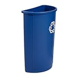 Rubbermaid Commercial Half Round Recycle Bin, 21-Gallon, Blue