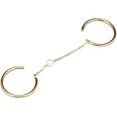 Minimalist Layered Tassel Chain Pearl Charm Statement Ring for Women 18K Gold Plated Thin Adjustable Stackable Fashion Aesthetic Knuckle Finger Open Band Ring Dainty Promise Engagement Jewelry Gifts