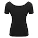 Hilinker Women's Short Sleeve Fitted Big U Neck Modal Blouse Top Basic Solid Scoop Neck T-Shirt Slim Stretchy Shirt (Medium, Black)