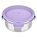LUNCHBOTS Stainless Steel Salad Bowl with Click On Lid Lunch Containers for Adults and Children Reusable Lunch Container with a 4 Cup Capacity - 32oz, Lavender Lid