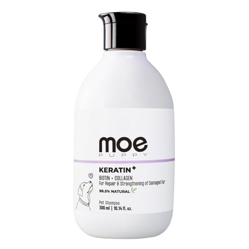 Moe Keratin Plus Pet Shampoo for Dogs and Cats - Repair and Strengthening Damaged Fur, Natural Plant Based Ingredients, Sulfate & Paraben Free, pH Balanced, 300 ML