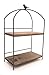 KeKaBox 2 Tier Farmhouse Style Country Rustic Wood and Metal Desktop Shelves (Rectangle Large)