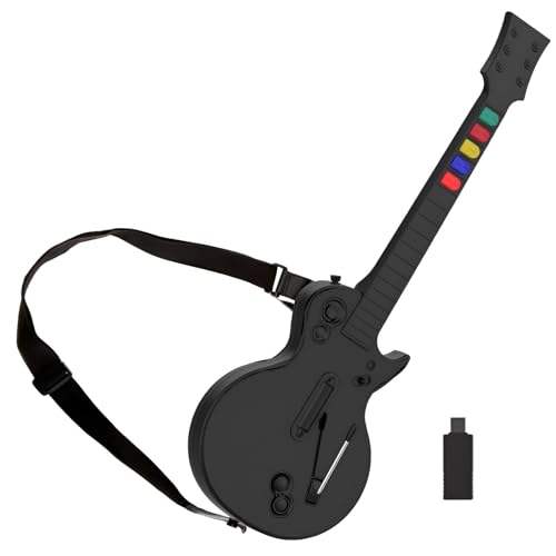DOYO Wireless Controller for PC and PS3 - Guitar Hero 3/4/5 and Rock Band 1/2 Games - Guitar with Strap (5 Keys/Black)
