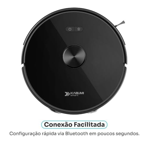 Robô Aspirador de Pó e Passa Pano KABUM! smart K1000 - Mapeia a Laser, 2 MOPs, até 7000Pa, Alexa/Google, BT, Bivolt, Preto - KSAR1000PT