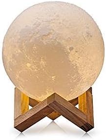 Night Light LED 3D Printing Moon Lamp, Warm and Cool White Dimmable Touch Control Brightness with USB Charging, Rechargeable Home Decorative Lights Baby Night Light (5.9 in)