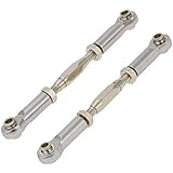 2PCS ShareGoo RC Front Rear Metal Steering Servo Link 80-110mm Adjustable Turnbuckles Camber Linkage Rod Ends for Traxxas Slash 4x4 5807 Stampede HQ727 1/10 RC Car Upgraded Parts,Sliver