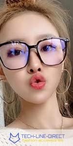 TECH-LINE-DIRECT Unisex Oversized Square Glasses Black Frame Clear Lens view 7