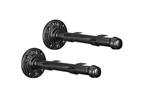 A29 Set of 2 Industrial Style Floating Shelf Bracket Black Powder Coat Finish for Custom Wall Mounting Shelves Heavy Duty Shelving (Floating Shelf Bracket 8"x3")