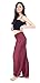 Boho Vib Women’s Rayon Print Smocked Waist Boho Harem Yoga Pants (L/XL, Solid Burgundy)thumb 4