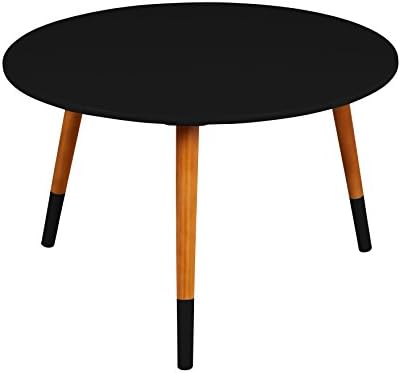 Target Marketing Systems Livia Collection Ultra Modern Round Coffee Table With Splayed Leg Finish, Black/Wood