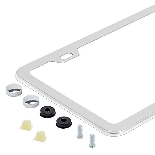 Airisoer License Plate Frame Stainless Steel Upgraded Car Licenses Plate Covers Holders for US Vehicles, Silver 2 PCS 2 Holes
