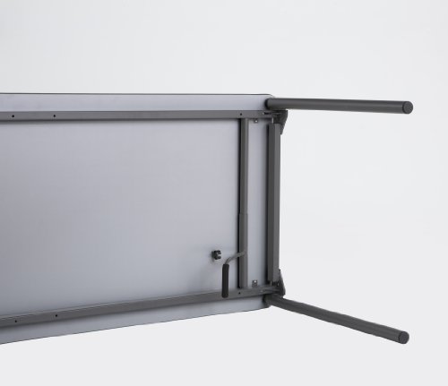Iceberg Maxx Legroom Laminate Folding Table, 30" W x 72" L x 29.5" H, with Open Corner Design, Gray