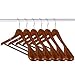 Oak Leaf Wood Hangers, 6-Pack Coat Hanger Wooden Clothes Hangers with Extra Wide Shoulder for Heavy Coat, Sweater, Trousers, Retro Finish