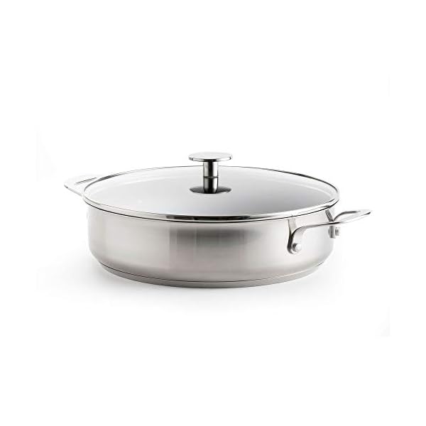 KitchenAid-Skillet-with-2-Side-Handles-and-Lid-Non-Stick-Stainless-Steel-Skillet-Induction-and-Oven-Safe-Cookware-28-cm43-Litres KitchenAid Stainless Steel 3-Layer Non-Stick 28cm/4.3 Litre Sauté Pan, Induction, Oven Safe, Dishwasher Safe, Silver