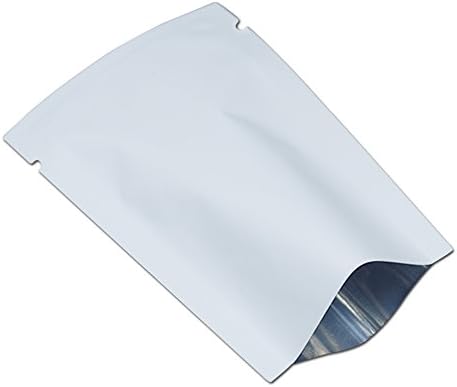 100 Pack Multi Sizes-Colors Mylar Foil Heat Sealable Bag Aluminum Foil Smell Proof Pouch Bulk Food Storage Central Vacuum Bag (Matt-white, 2.8"x3.9" (2.36”x3.74” inner size))