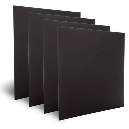 ZUQIAN 4 Pack Black Anodized Aluminum Sheet Metal 12 x 12 x 1/32 Inch (0.8mm Thick) Anodized Aluminum Metal Plates Blanks for Laser Engraving, Crafting, Home Decoration