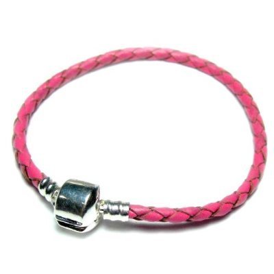 (One) Pink Real Leather Bracelet (All Sizes in Drop Down Menu)
