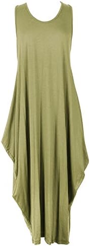 mafhh55 Womens Ladies New Italian Lagenlook Tulip Parachute Dress Stretchy Sleeveless Long Tunic Top 8-20