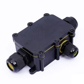 IP68 2/3 Way Waterproof Outdoor 3 Cable PG9 Black Plastic Connector Gland Electrical Junction Box 240v UK Mains, Plastic Easy Insertion and Extraction (3 Way Junction Box)